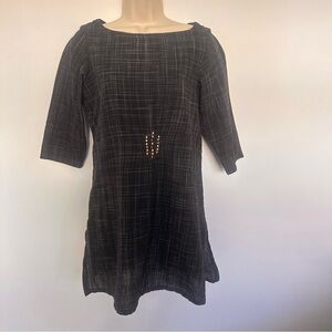 Fabindia Women’s Black and White Plaid Tunic Kurta Cotton Sequins Small